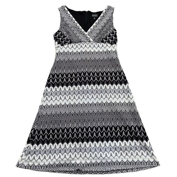 Adrianna Papell Pattern Sheath Mini Dress in Black and White Size 12 - Picture 6 of 16